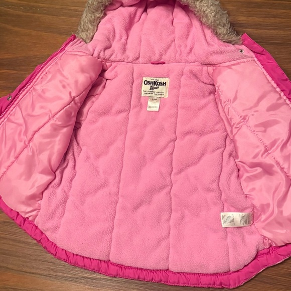 OSHKOSH B’gosh Pink Toddler GIRL’S Fleece Lined Jacket Coat Winter 24 MONTHS - Picture 8 of 10